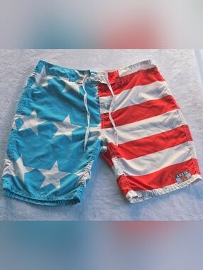 AMBSN Designed in CA Patriotic Swim Trunks Size Mens 32